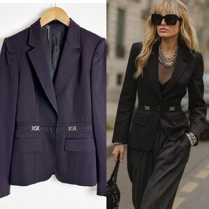 GUCCI Deep Purple Gold GG Blazer Jacket Size 42 Medium Single Breasted Wool